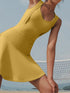 'Lyra' V-Neck Unitard Lined Active Dress - Celes Fashion